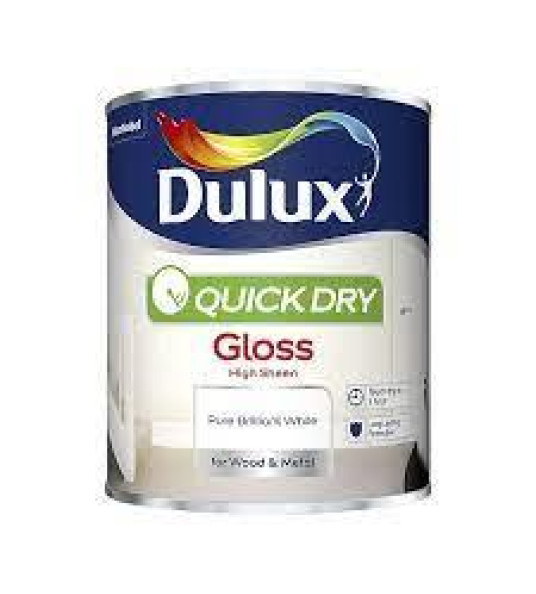 DULUX QUICK DRY GLOSS WHITE 750ML