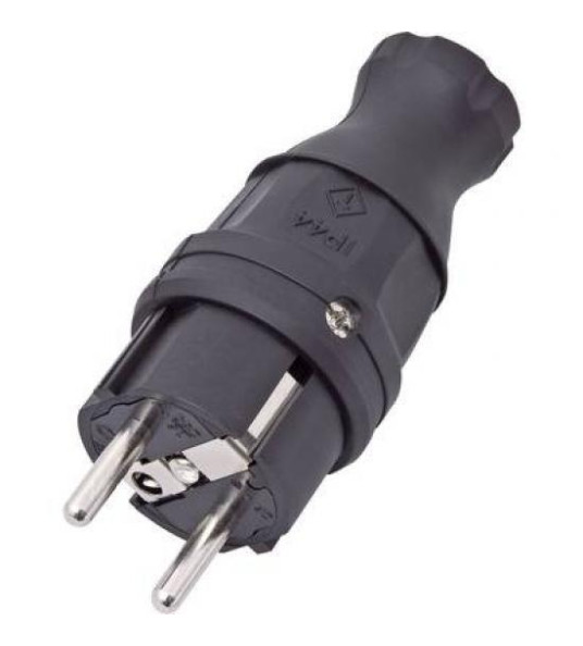 RUBBER SCHUKO PLUG BLACK
