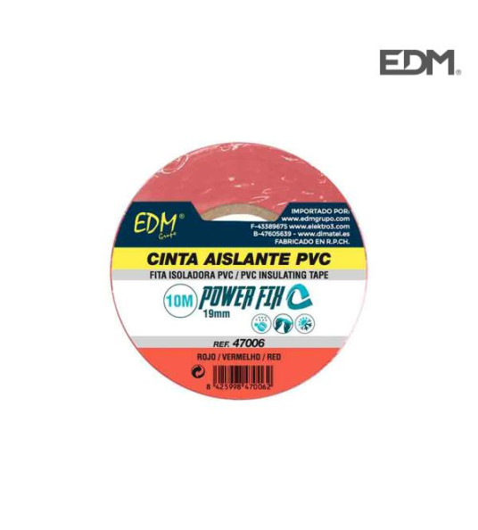 INSULATING TAPE RED 19MM 10M