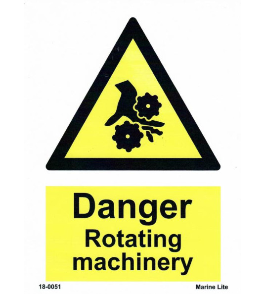 SIGN DANGER ROTATING MACHINERY 200X150MM