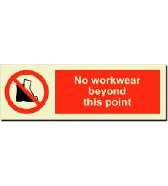 SIGN NO WORKWEARD BEYOND THIS POINT 100X300MM