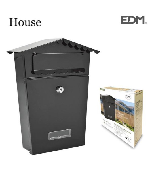 BLACK STEEL LETTER BOX 210X60X300MM