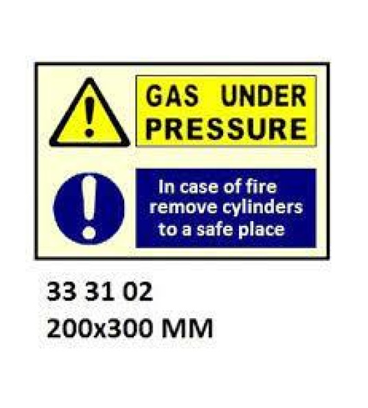 SIGN WARNING GAS UNDER PRESSURE 300X200MM
