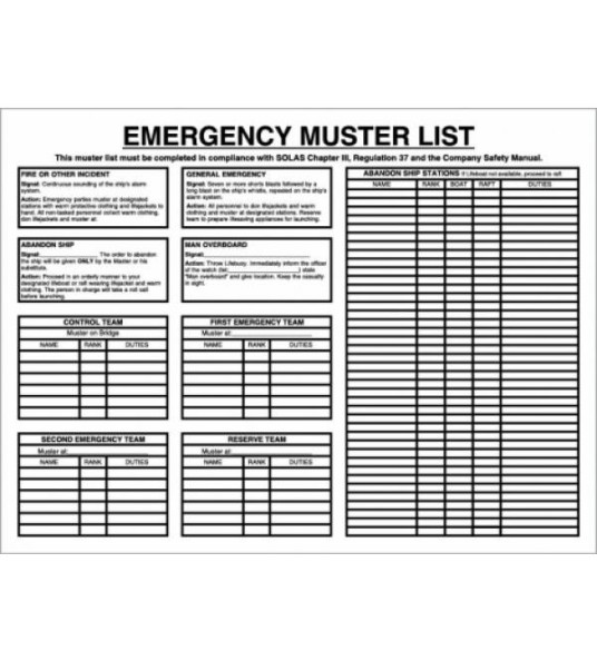 EMERGENCY MUSTER LIST 420X297