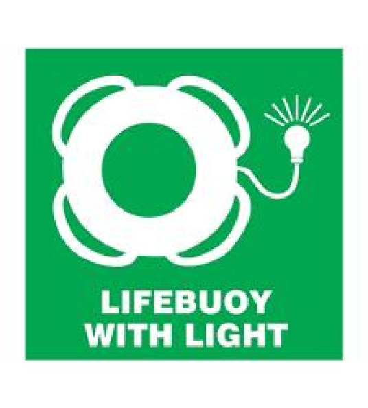IMO SIGN LIFEBUOY WITH LIGHT 150X150MM