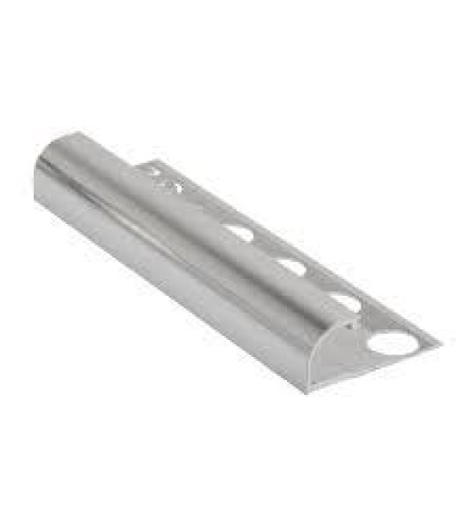 ROUND TILE TRIM 10MM 2.5M BRUSHED STEEL