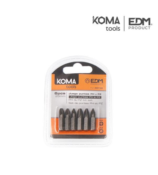 SCREWDRIVER BITS 25MM PH & PZ 6PCS