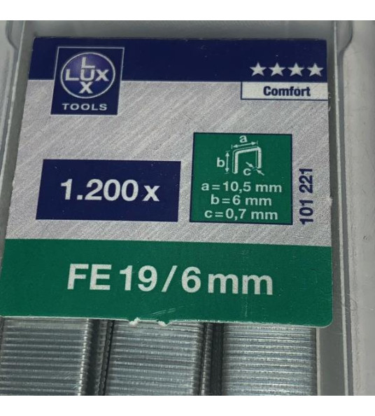 LUX STAPLES FE19/6MM 1200PCS