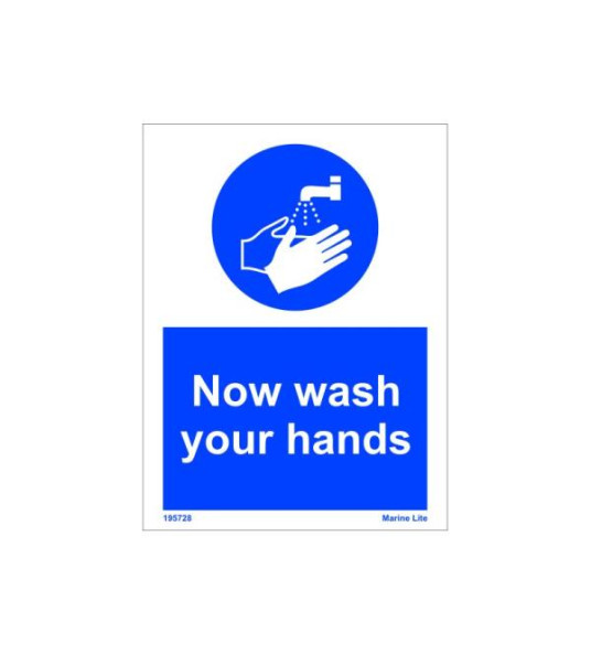SIGN NOW WASH YOUR HANDS 200X150MM