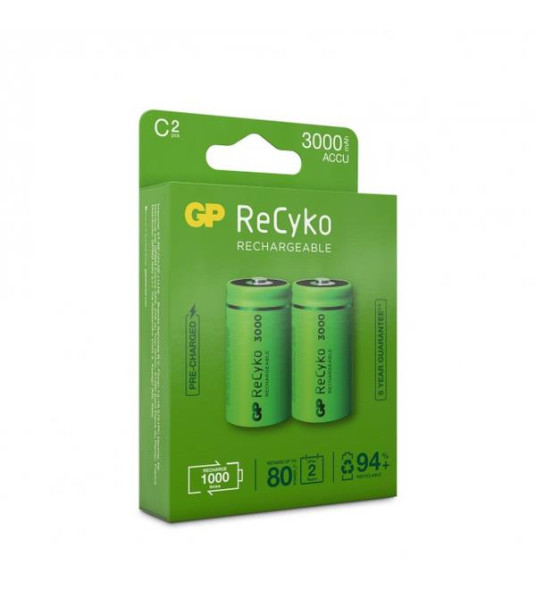 BATTERY LR14 RECHARGEABLE 3000mAh 2PCS GP