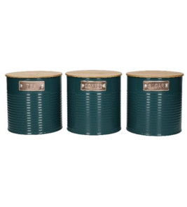 TEA  COFFEE & SUGAR CANISTERS TEAL