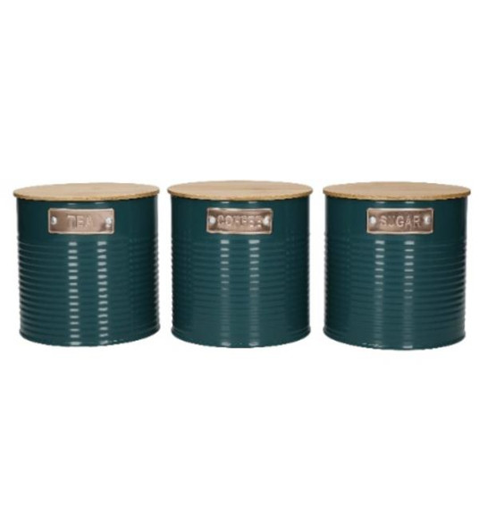 TEA  COFFEE & SUGAR CANISTERS TEAL