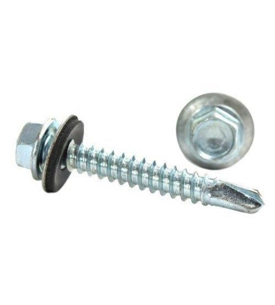 HEX S/D SCREW ZP 6.3X75MM + RBR DIN7504
