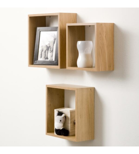 TRIPLE CUBE SHELF SET OAK 30X30X12CM TRIPLE CUBE SHELF SET OAK 30X30X12CM