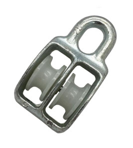 FIXED GALVANIZED DOUBLE PULLEY 20MM NYLON