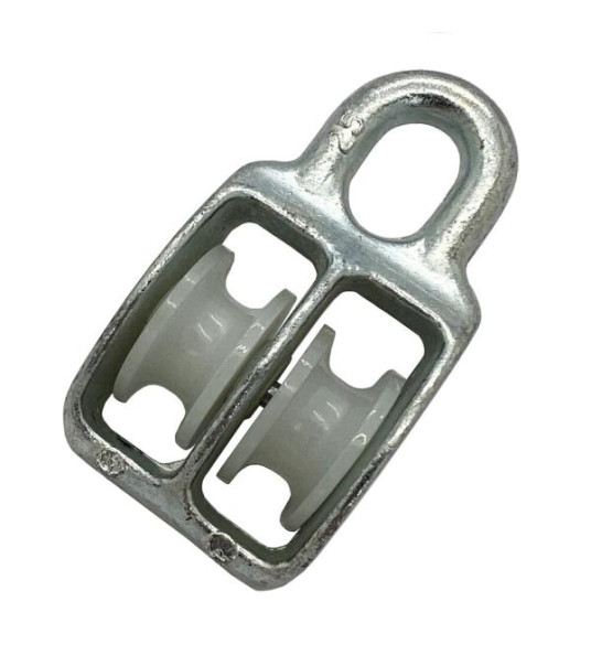 FIXED GALVANIZED DOUBLE PULLEY 20MM NYLON