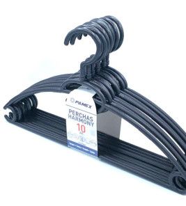 PLASTIC CLOTHES HANGERS 10PC HARMONY