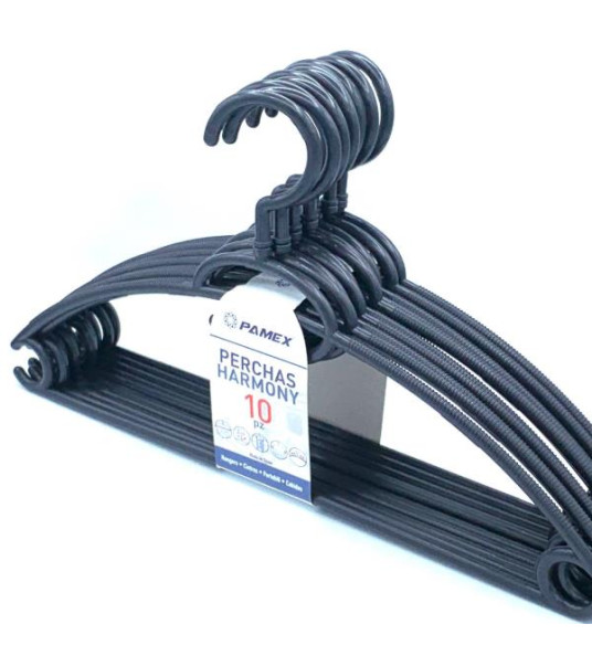 PLASTIC CLOTHES HANGERS 10PC HARMONY