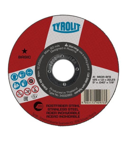 STEEL CUTTING DISC 125X1.0MM TYROLIT