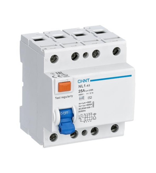 RCBO 3P+N 4M 25A 30MA AC 6kA