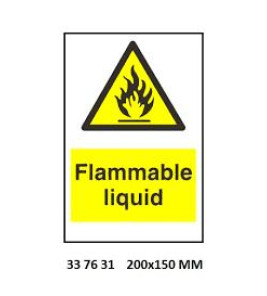SIGN DANGER FLAMMABLE LIQUID 200X150MM
