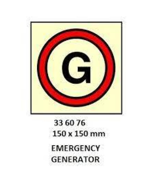IMO SIGN EMERGENCY GENERATOR 150X150MM