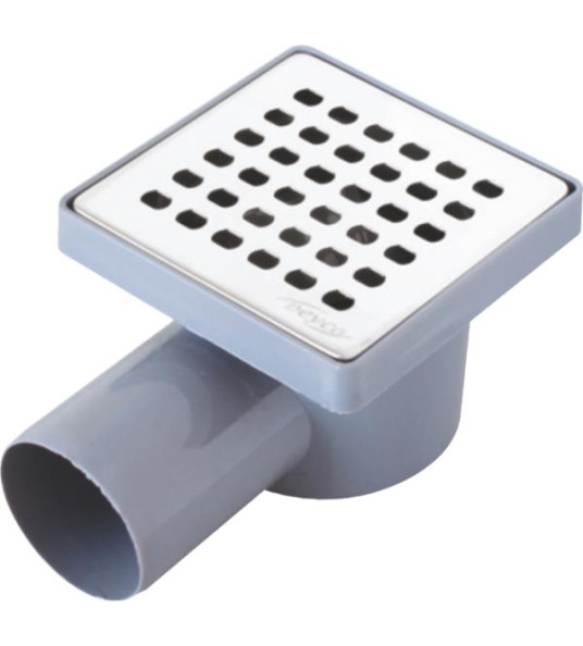 FLOOR DRAIN 100X100MM Ø50MM SIDE INOX