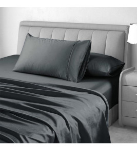 COTTON BED SHEET SET SINGLE DARK GREY