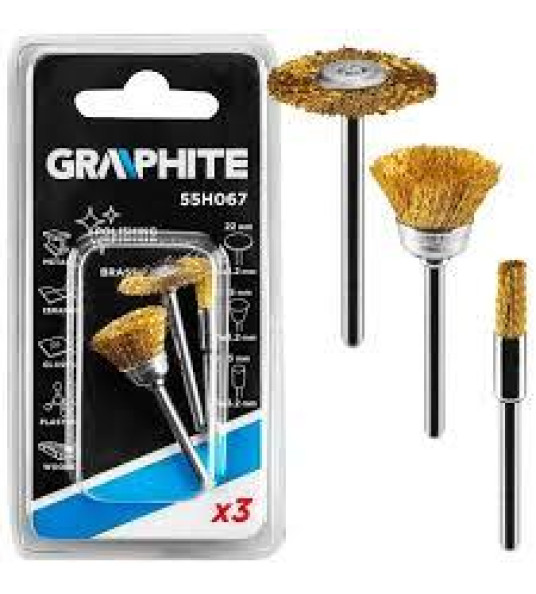 3PC BRASS WIRE BRUSHES FOR DIE GRINDER
