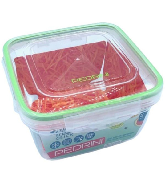 PLASTIC FOOD BOX 1.5L 185X185X90MM PEDRINI