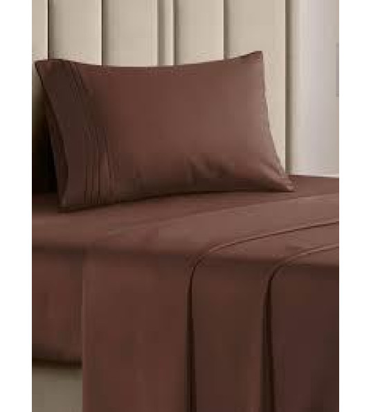 COTTON BED SHEET SET SINGLE BROWN