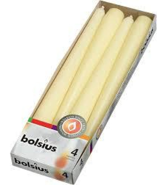 TAPERED CANDLE 10`` (254X24MM) IVORY 4PCS