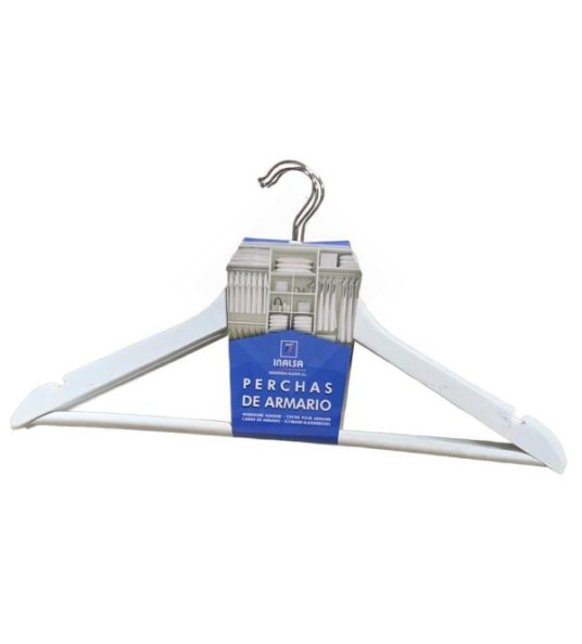 WOODEN CLOTHES HANGERS WHITE 3PCS