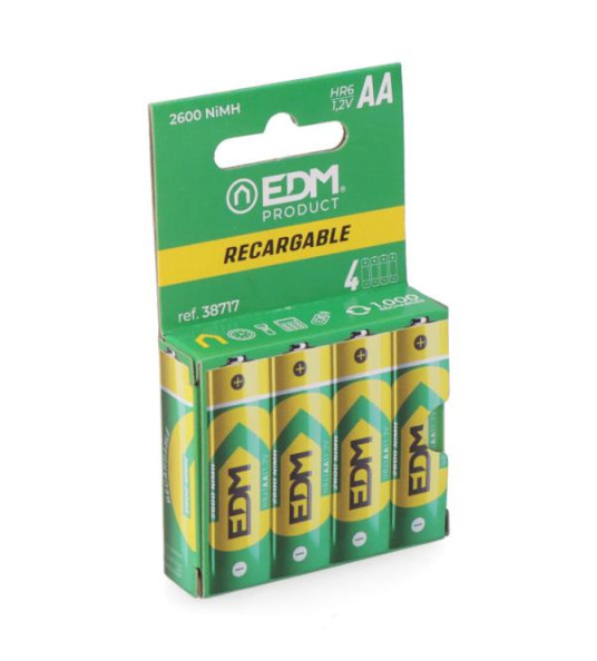 RECHARGEABLE BATTERY LR06 AA 2600MA 2PC EDM