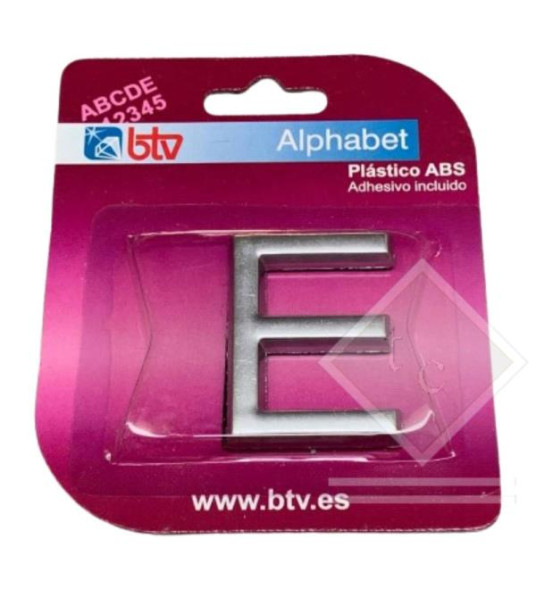 LETTER E SILVER 40MM ABS BLISTER