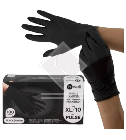 DISPOSABLE BLACK GLOVES L PULSE 100PCS