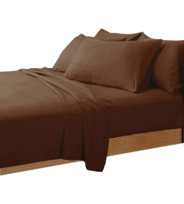 COTTON BED SHEET SET DOUBLE BROWN