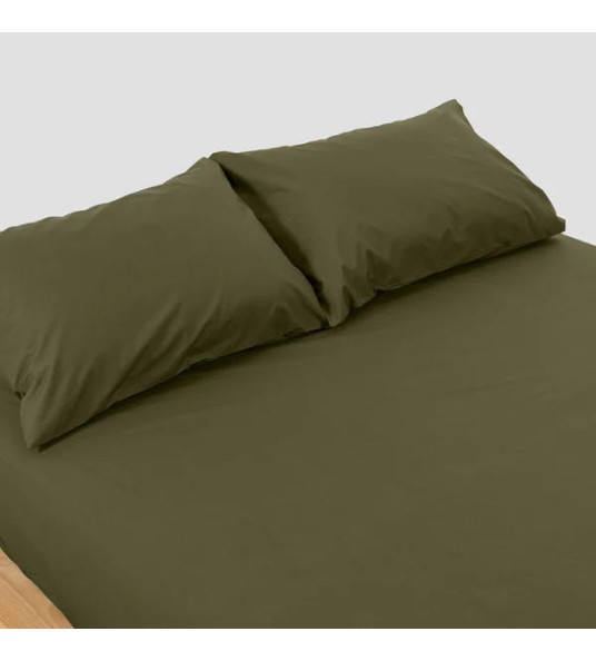 COTTON BED SHEET SET DOUBLE OLIVE GREEN