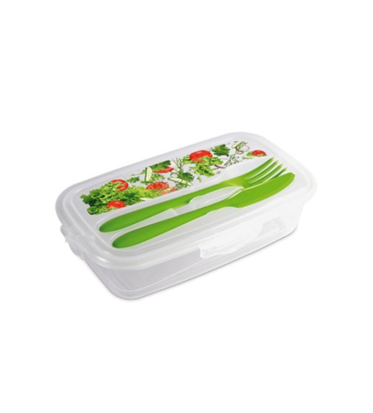 FOOD BOX 1L WITH CUTLERY 13X22X6CM