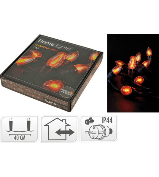 FLAME EFFECT FAIRY LIGHTS 10-LED IP44 510CM