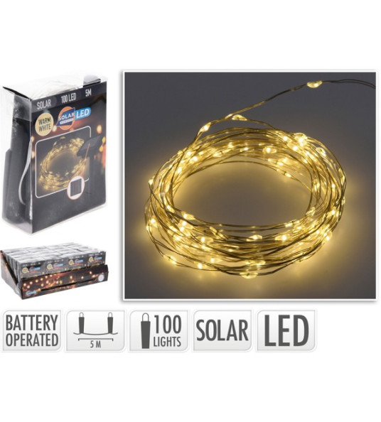 SOLAR FAIRY LIGHTS 100 MICRO LED WARM 7M