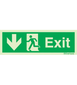 SIGN EXIT ARROW DOWN LEFT 300X100MM