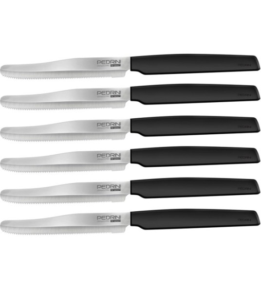 BLACK TABLE KNIVES 6PC ROUND PEDRINI