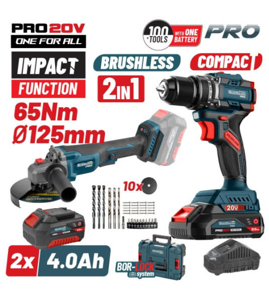 BORMANN DRILL & GRINDER KIT 20V BBP5433