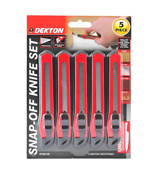 5PC SNAP-OFF KNIFE SET 9MM DEKTON DT60128