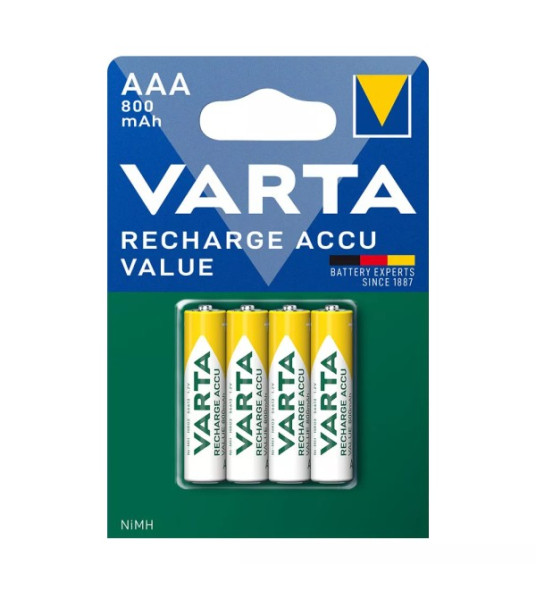 RECHARGEABLE BATTERY AAA 800MAH X4 VARTA