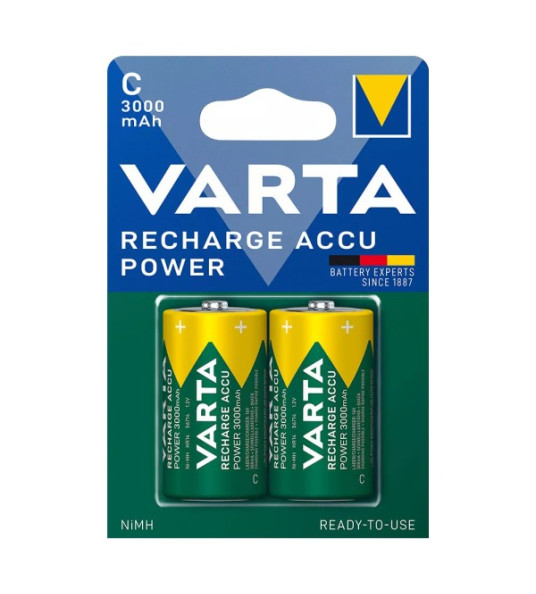 BATTERY LR14 RECHARGEABLE 3000mAh 2PCS VARTA