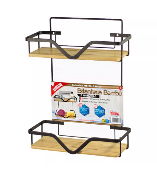 2-TIER BATHROOM SHELF STEEL/BAMBOO