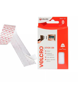 WHITE VELCRO TAPE 20MM 1M