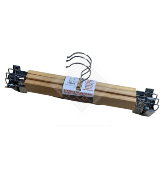 WOODEN TROUSER HANGERS WITH CLIPS